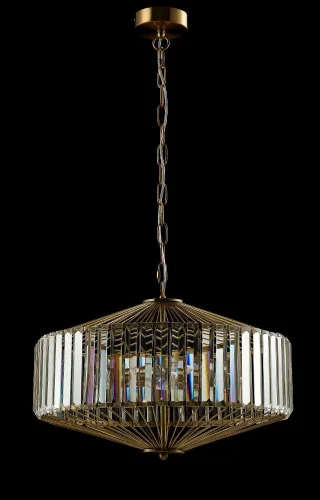 Люстра подвесная FIESTA SP5 BRASS/TRANSPARENTE Crystal Lux прозрачная на 5 ламп, основание латунь в стиле современный  фото 3